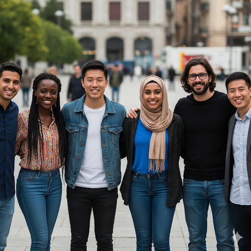 多国籍の外国人